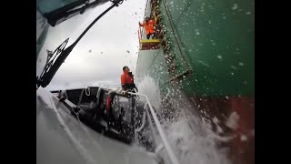 Life At SeaPilot Boarding Ship in Rough Weather in hd [upl. by Ilrac698]