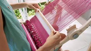 Weaving on an Ashford Knitters loom in Thailand Fran Caselli [upl. by Felipe746]