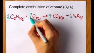 Complete Combustion of Ethane C2H6 Balanced Equation [upl. by Anidem]