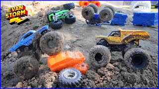 Monster Truck Monday Lets Play Backyard DIY Arena Racing With Monster Jam Trucks [upl. by Eittak]