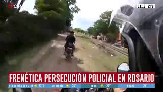 Rosario Policías en moto persiguieron a toda velocidad a dos sospechosos y los detuvieron [upl. by Auburn345]