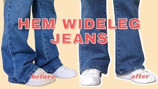 How to Hem Flared Jeans with Original Hem  LYDIA NAOMI [upl. by Garnette]