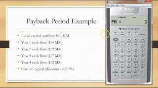 Payback Period with BAII Plus Note with Professional BA II Plus [upl. by Howlend]