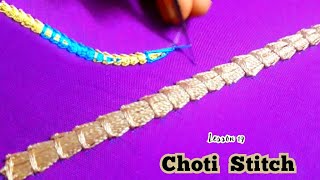 Aari Work Tutorial 19  Choti Stitch with Single and Double Colour Thread [upl. by Akalam]