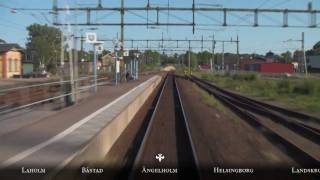 Train Drivers View Halmstad C  Malmö C in 10 minutes [upl. by Kcirred381]