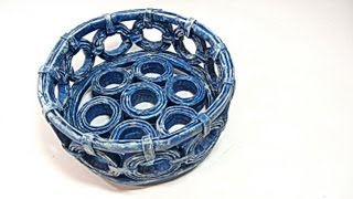 Como hacer cestas con periodicos Basket made with newspapers [upl. by Amo]