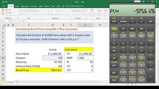 BA II Plus Tutorial  Bond Price Calculation [upl. by Hsetirp]