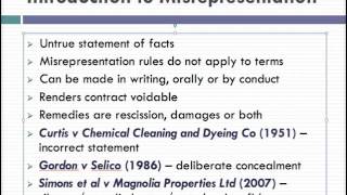 Misrepresentation Lecture 1 of 4 [upl. by Ahsikin108]