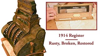 Restoration of Rusty 1914 National Cash Register  With Original Lit Top Sign St Paul Saloonkeeper [upl. by Gnauq437]