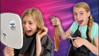 Savannah Cut Lizzy’s Hair in Savannah’s Dream Beauty Salon Funny Kids Story With Sisters [upl. by Darrill]