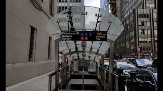 MTA NYC Subway Train Tour  Park PlaceChambers StreetWorld Trade CenterCortlandt Street [upl. by Arramahs]