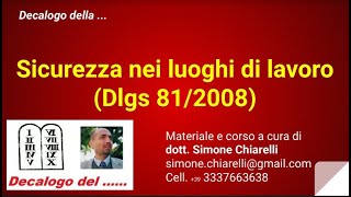 Decalogo della  Sicurezza sul lavoro 20022020 [upl. by Itsud530]