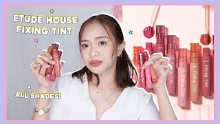 ETUDE HOUSE FIXING TINT SWATCHES ALL SHADES  phonycore 2022 Philippines [upl. by Erwin]