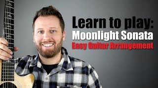 Moonlight Sonata Guitar Tutorial  Easy to Play Arrangement [upl. by Isidore]