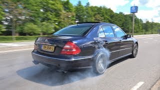 MercedesBenz E55 AMG V8 Kompressor BURNOUTS amp ACCELERATIONS [upl. by Anyal]