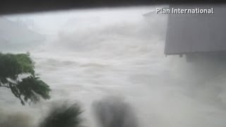 Dramatic footage Moment Typhoon Haiyan washes away Philippines house [upl. by Edylc281]