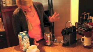 Nespresso Aeroccino Plus Frother Review Frothing Almond Milk [upl. by Relyk]